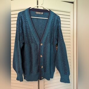 Vintage JT Beckett Blue/green Sweater Cardigan Large